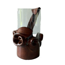 Vase Glasvase GLAS Ledermantel