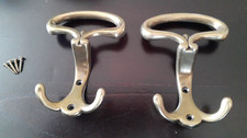 Zwei große Garderobenhaken - Kleiderhaken - Wandhaken, Messing, alt, schwer