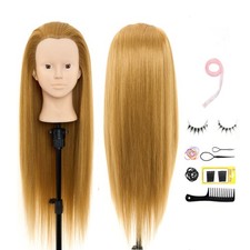 66cm Frisierkopf 60% Echthaar Trainingsköpfe Blond Übungskopf Friseursalon