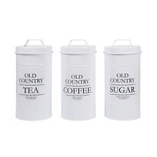 Vorratsdosen 3er-Set Landhaus Weiß Metall Kaffeedose Teedose Zuckerdose neuetisc