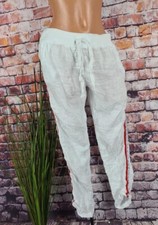 Hosen Damen leichte Leinenhose luftige Baggy weite Sommerhose crop WEIß 36 38