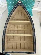 Regal Boot ca. 53x29x15 cm Holz braun beige blau maritim 3 Fächer Schiff Deko