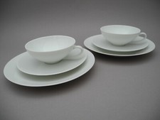 Hutschenreuther 2 Teegedecke weiß Tasse Untertasse Teller