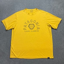 Patagonia Shirt Erwachsene Large gelb Capilene cool Wandern Outdoor Trail Surfen Herren*