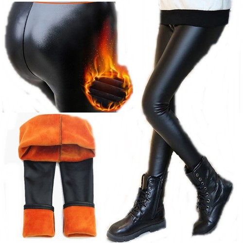 Leder optik leggings thermo - leggings,