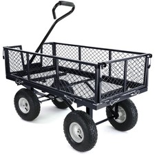 Transport Gitterwagen Handwagen Bollerwagen Seiten klappbar bis 300kg Schwarz