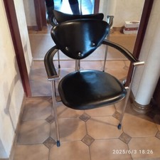 3 Bein Chrom Leder Stuhl ital