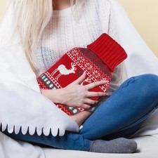 Wärmflasche Wärmeflasche mit Bezug 2L Bettflasche Wärme Flasche Norweger Muster