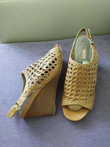 Women ecco heels brown leather - heels,
