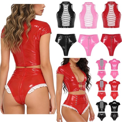 Damen nass look leder - de,