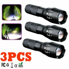 3pack 90000LM T6 LED Super Bright-Zoomable Mini Flashlight Camping Lamp Torch