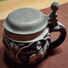 Alter Bamberger Bierkrug mit Zinndeckel * Eckhardt & Engler