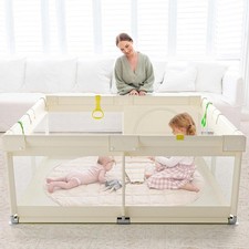 Großer Baby Laufstall beige