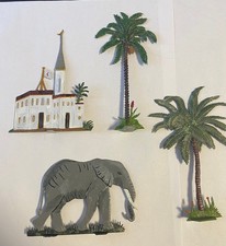 OPA'S ALTE ZINNFIGUREN SAMMLUNG "ELEFANT UNTER PALMEN" HANDBEMALT