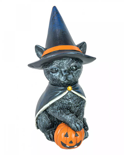 Katzenfigur mit hexenhut - mit,