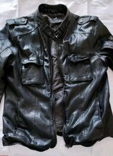 VINTAGE GIPSY LEDERJACKE BIKERJACKE SLIM FIT ECHTLEDER SCHWARZ GR. XL