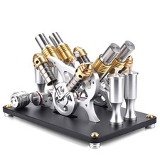 M16-V4 Stirlingmotor Präzisionsmodell – CNC-Metall, 304er Heizrohr, 19 mm Hub