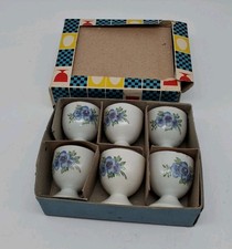 6x Eierbecher Porzellan Blumen-Muster DDR in OVP, unbenutzt