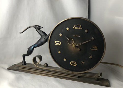 Art deco messing figur uhr - art,