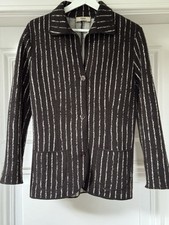 FUZZI taillierter Blazer aus Cotton/ Kaschmir, L, Braun/off- white gestreift