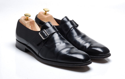 Loake black monk strap shoes - loake,