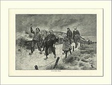 SEENOT GERETTET NORDSEE SCHALUPPE STURM HOLZSTICH L807*