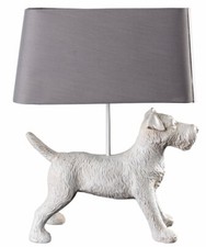 Englische Leuchte Hundefigur Weiss Tischlampe Vintage Lampe Nachttischlampe