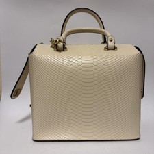 NEUWERTIGE Damenhandtasche In Beige Mit Schlangen-/Krokodilleder Optik