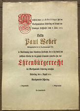 Urkunde Ehrenbürgerrecht Marktgemeinde Schierling Oberpfalz 1956 Paul Weber