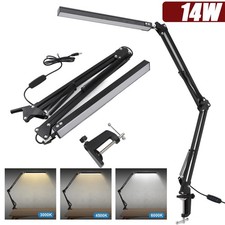 LED Klemmleuchte Dimmbar Schreibtischlampe mit Schwenkarm USB Tischlampe 80 LED