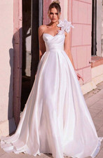 A-Linie Satin Brautkleid Weiß