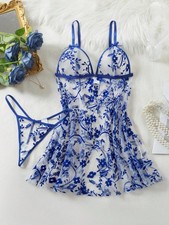 Damen Blumen Flock Mesh Slip