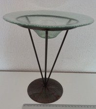 Dekoschale Fuß Ständer Metall Schale Glas Schüssel dunkelgrau Braun Gemustert