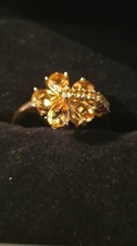 CITRIN RING IN BLÜTENFORM, 333 / 8 CT GELBGOLD, VINTAGE, UNIKAT, 1A,  GR. 59
