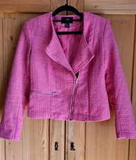 Blazer Gr. 38 H&M Bikerjackenstil  Rosa / Himbeere Kurzform Boucle