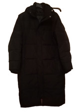 Herren Mantel dick schwarz XL-54 115 cm lang abnehmbare Kapuze echte Daunen