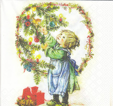 1 Lunch Papier Serviette Napkin (RS195) Mädchen schmückt für Weihnachten