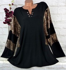 2W Designer Tunika Bluse Shirt Top Lagenlook Longshirt Schwarz Glitzer  3) 50 52
