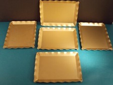 5 antik Pralinen Teller Tablett  französische Patisserie Metall gold 21x16