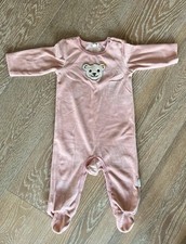 Steiff Strampler, Teddy, nicki velours, Gr. 74, langarm, rosa, GOTS, Bio, neu