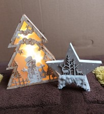 Weihnachten Deko 3 Teile Holz Tannenbaum Beleuchtung Fensterbild