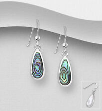 925 Sterling Silber Haken-Ohrringe mit Abalone & Perlmutt, Echtsilber