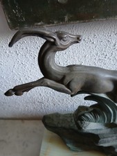 Springende Gazellen 43 cm Bronze Figur auf Marmor art deco deko plastik
