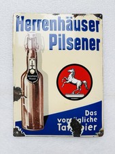 Emailschild Herrenhäuser Pilsener Bier - 34x25cm - Original 30er Jahre