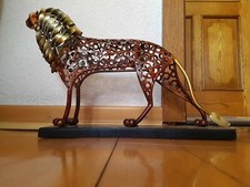 Löwe Metallskulptur 32x25x9 cm mit Ständer Top Zustand 