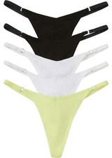 5tlg String mit V-Shape Gr. 36/38 Schwarz+Weiß+Limettengruen Baumwoll-Slip Neu*
