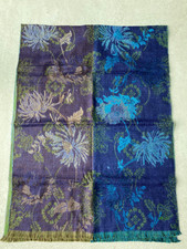 KENZO Schal groß Wolle Seide Viskose Blumen mehrfarbig 174 cm x 63 cm unisex