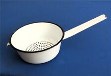 Altes DDR Emaille Sieb Stielsieb Durchschlag Emaillesieb weiß & schwarz Ø 19cm