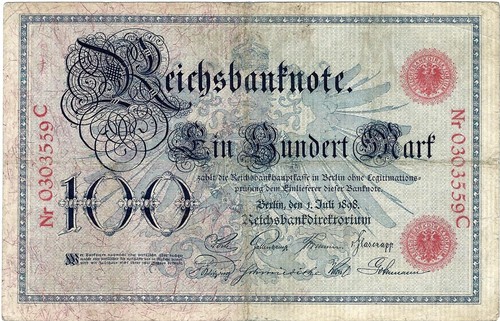 Banknote reichsbanknote 100 - reichsbanknote,