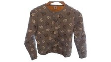 Petit Bateau Kinder Strickjacke Gr. 152 Grau Blumenmuster Casual